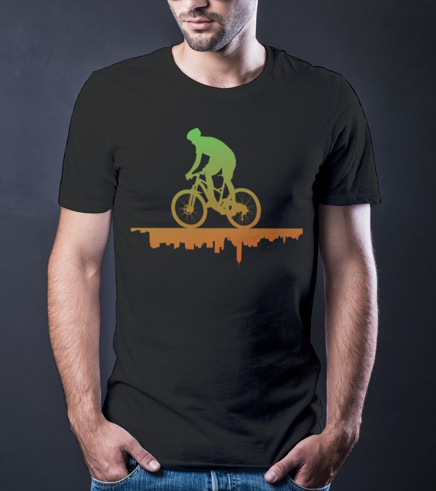 MTB Free Your Mind Cyclist Urban Skyline Gradient T-Shirt