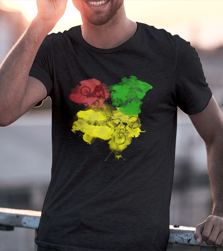 MTB Rasta Red Green Yellow Mountain Biking T-Shirt