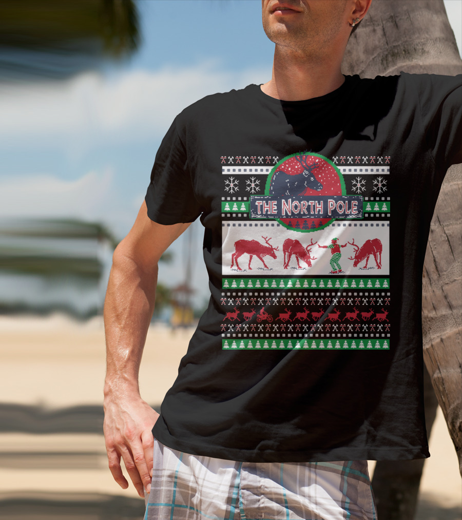 The North Pole Reindeer Ugly Christmas T-Shirt