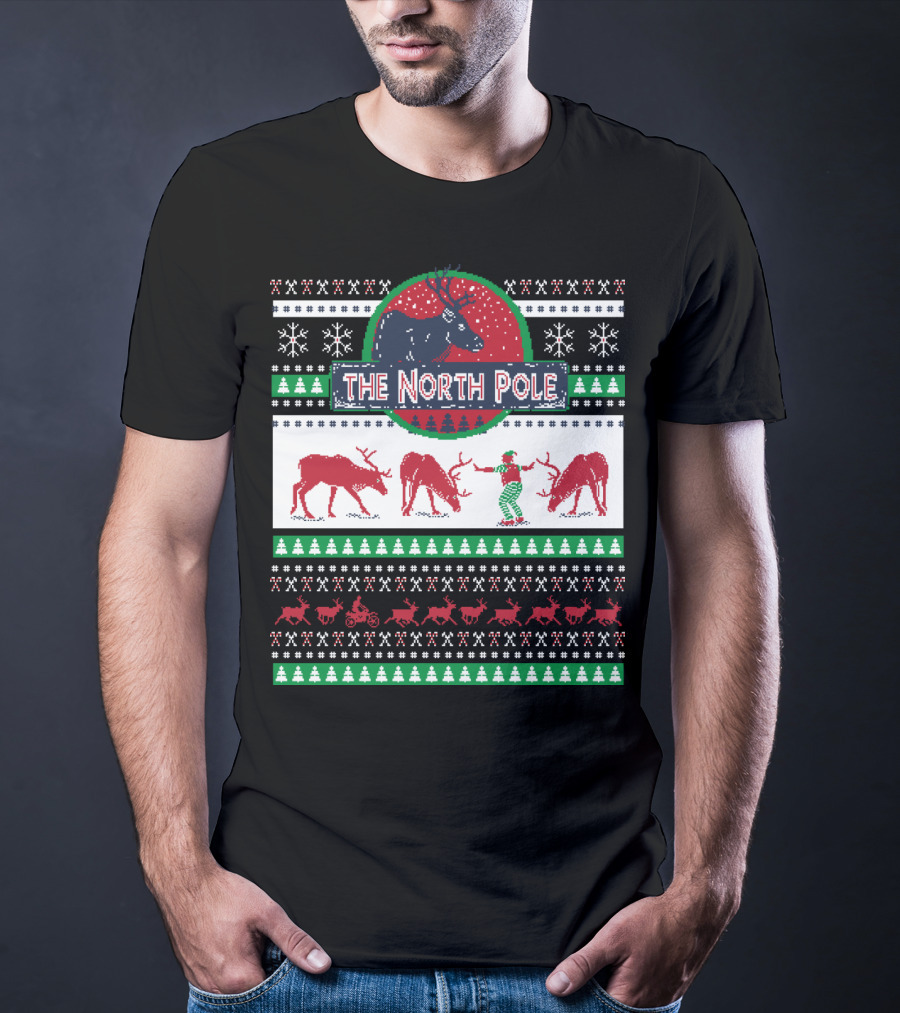 The North Pole Reindeer Ugly Christmas T-Shirt