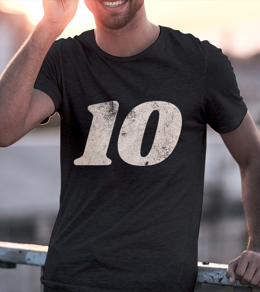 Number Ten 10 Distressed Vintage Sports T-Shirt