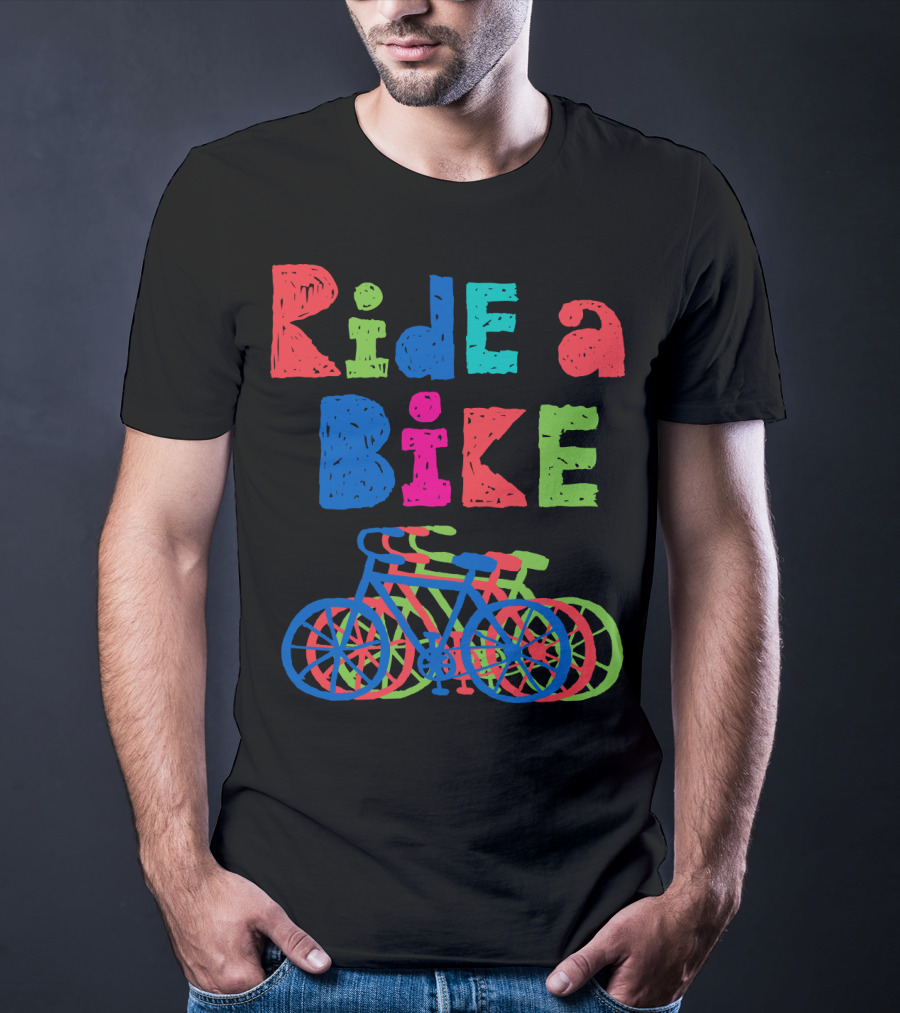 Ride A Bike Sketchy Colorful Layered Bicycles T-Shirt