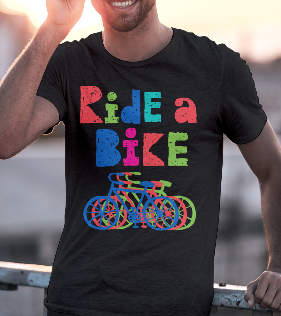 Ride A Bike Sketchy Colorful Layered Bicycles T-Shirt