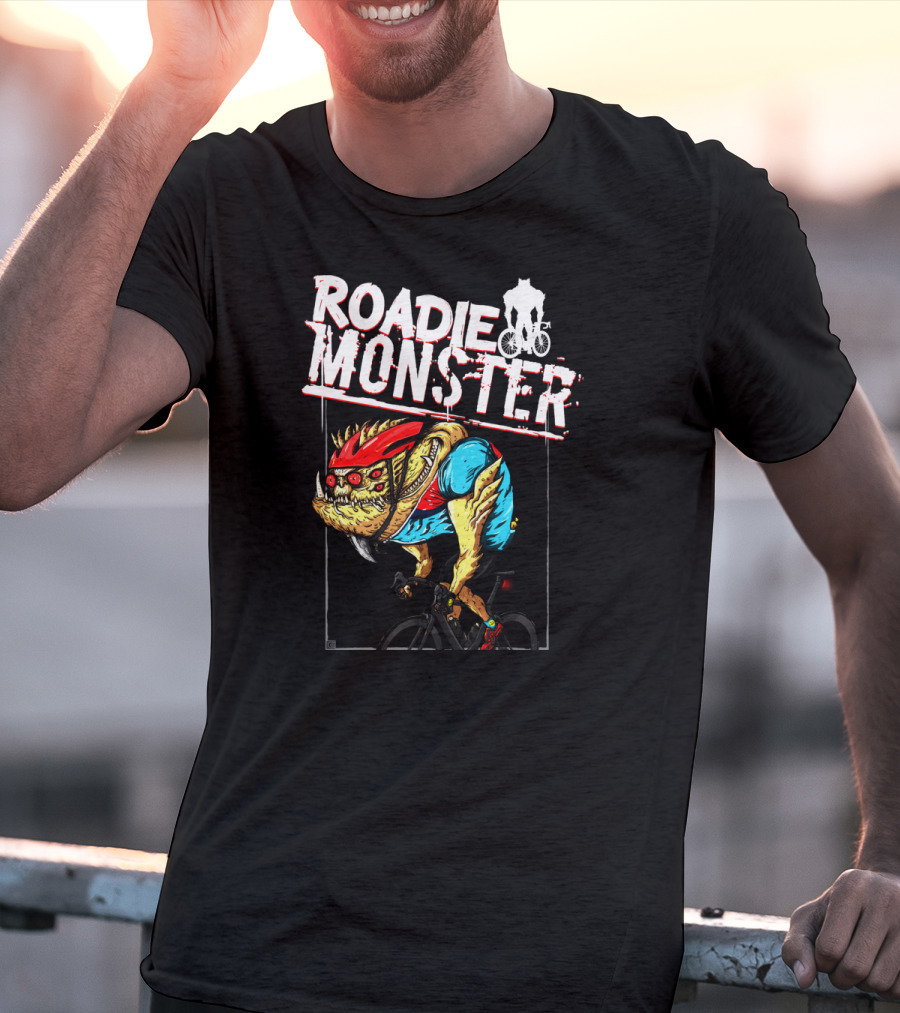 ROADIE MONSTER Cyclist Beast On Bicycle Thrill T-Shirt