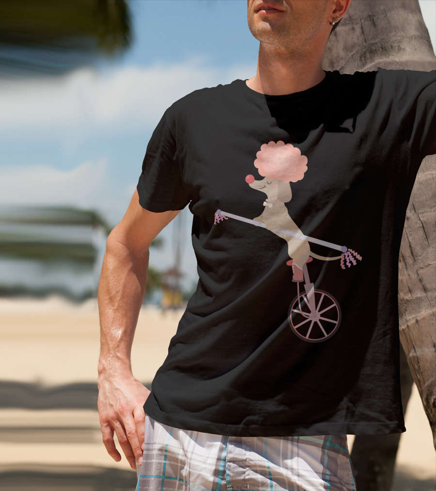 Unicycle Dog With Clown Wig And Red Nose Balancing On Wheel T-Shirt