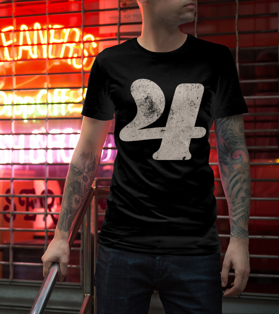 Vintagestyle Textured 24 Number Four T-Shirt