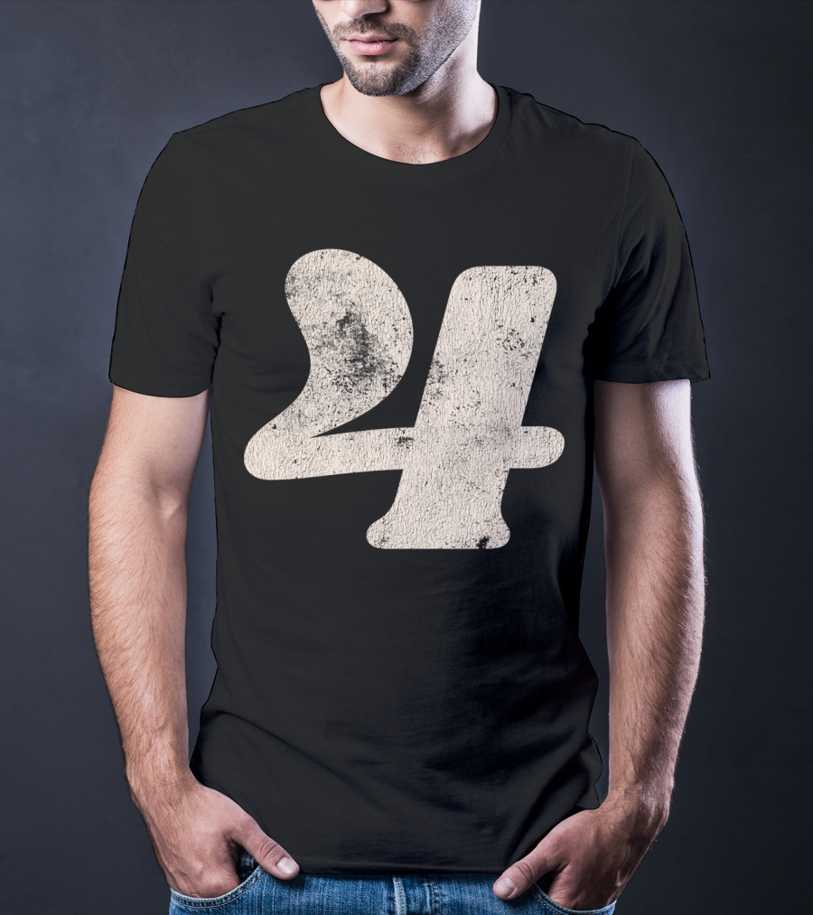 Vintagestyle Textured 24 Number Four T-Shirt