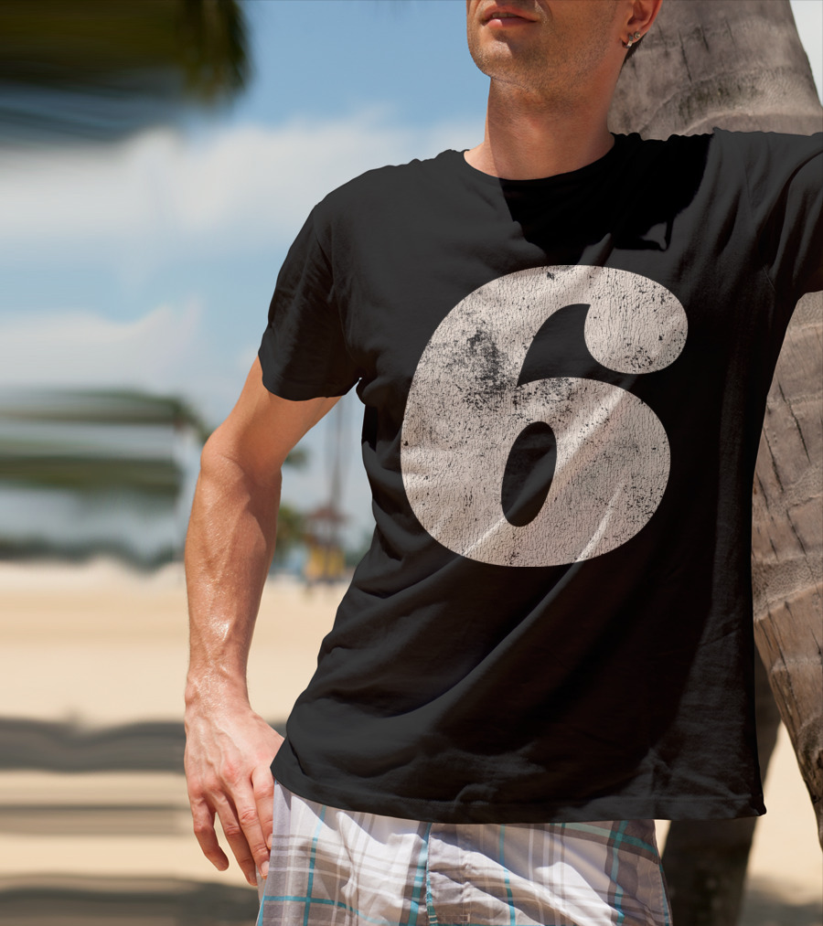 Vintagestyle Number 6 Distressed Retro Look T-Shirt