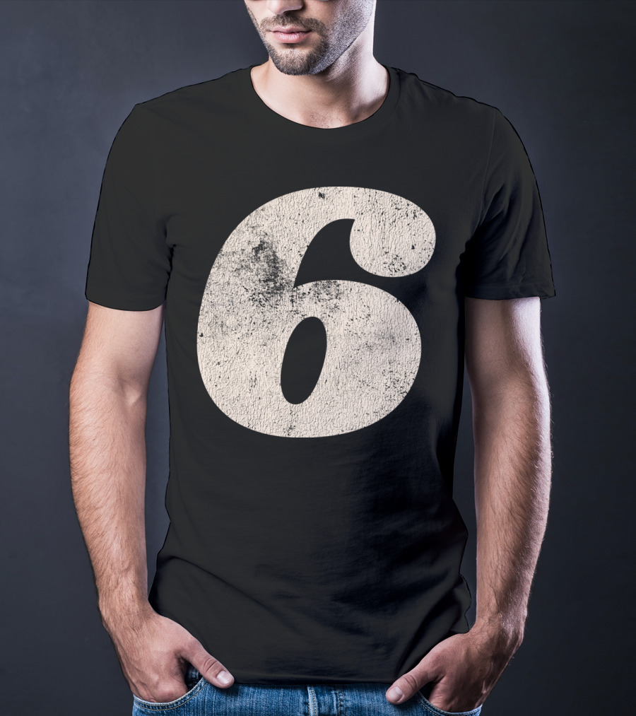 Vintagestyle Number 6 Distressed Retro Look T-Shirt