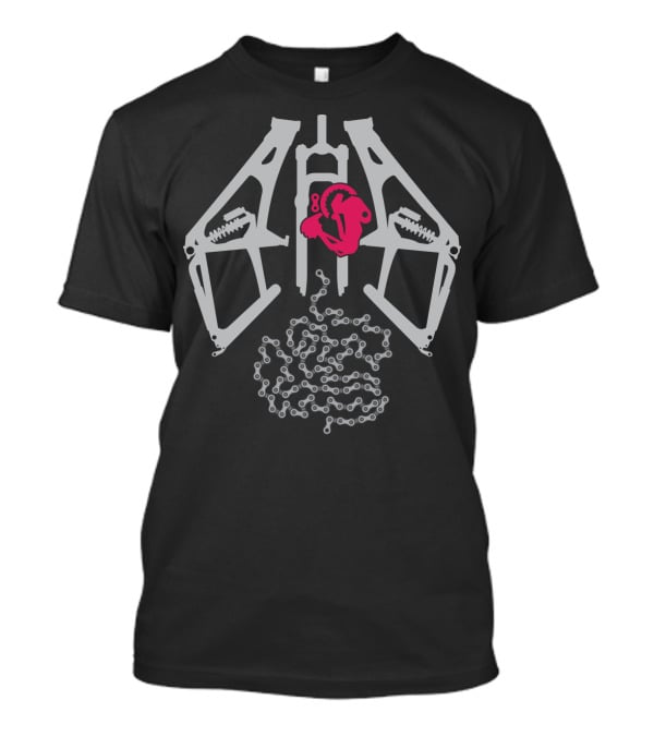 XRay MTB Suspension Anatomy With Cyclist And Bike Chain T-Shirt
