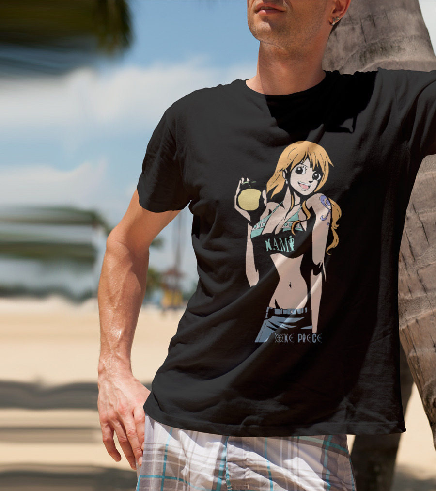 One Piece Nami Holding Fruit Anime Character T-Shirt