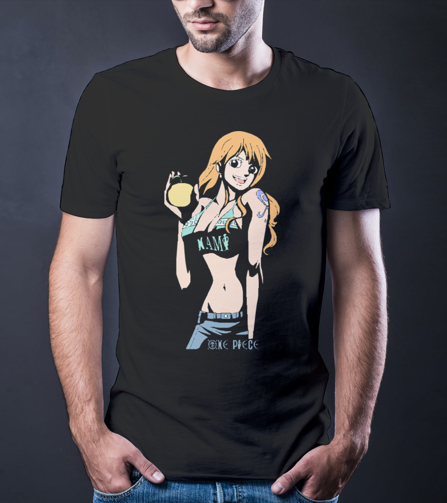 One Piece Nami Holding Fruit Anime Character T-Shirt