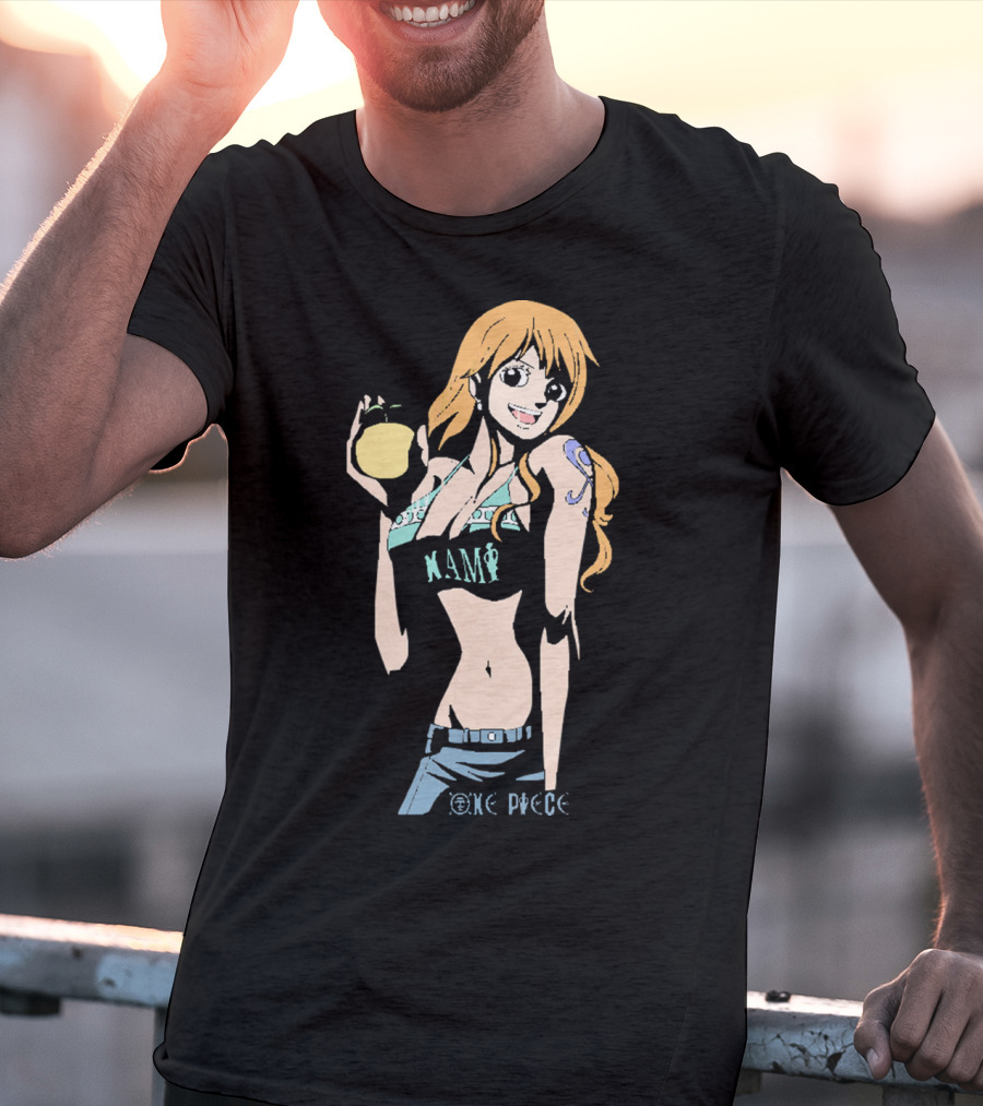 One Piece Nami Holding Fruit Anime Character T-Shirt