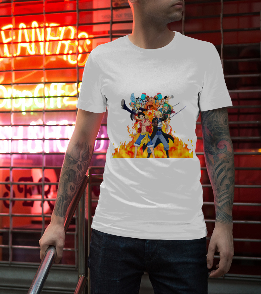 One Piece Pirate Crew In Flames T-Shirt