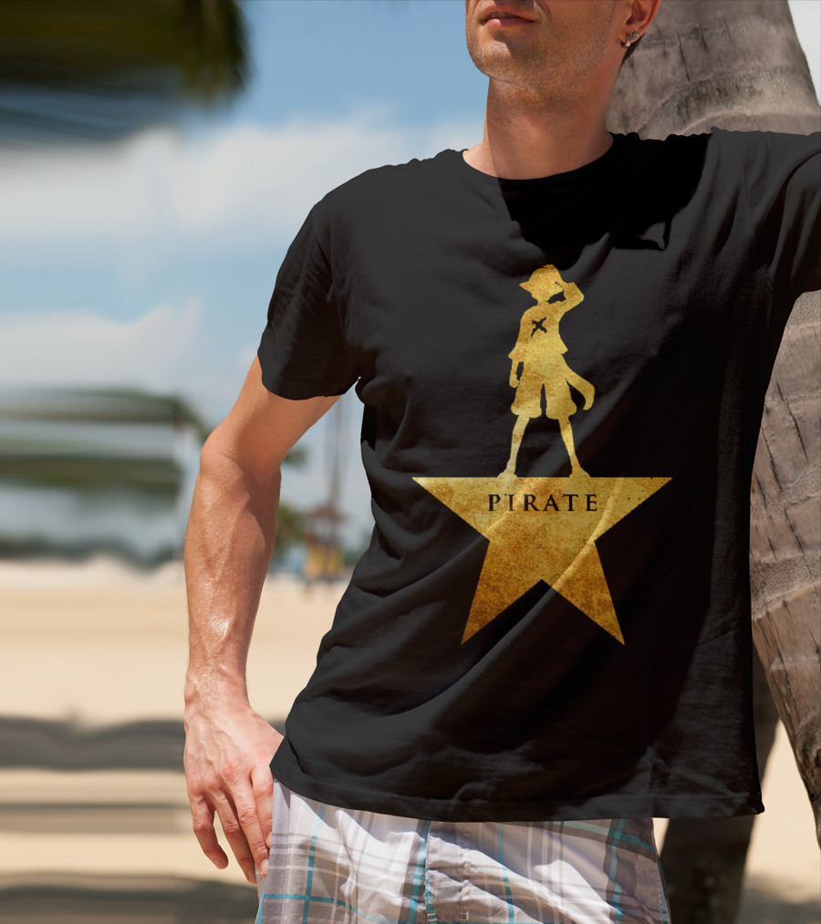 Pirate Star Gold Silhouette One Piece Luffy T-Shirt