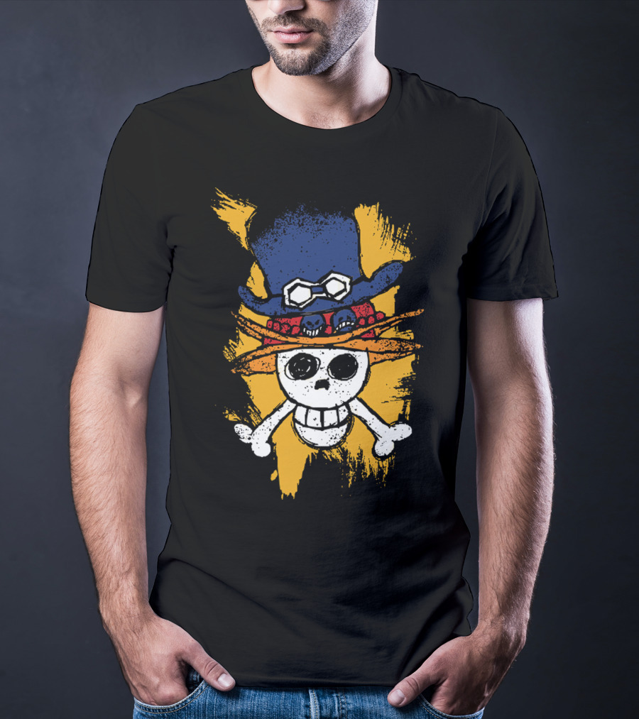 One Piece ASL Ace Sabo Luffy Skull And Pirate Hat T-Shirt