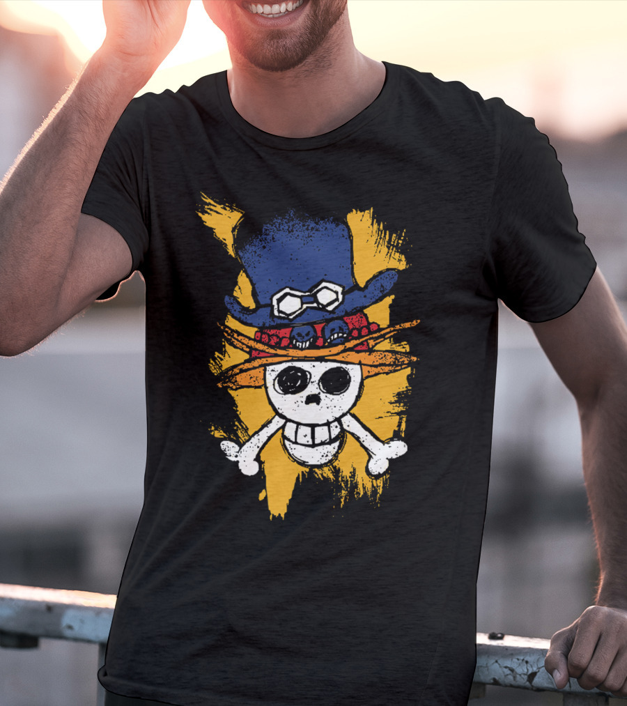 One Piece ASL Ace Sabo Luffy Skull And Pirate Hat T-Shirt