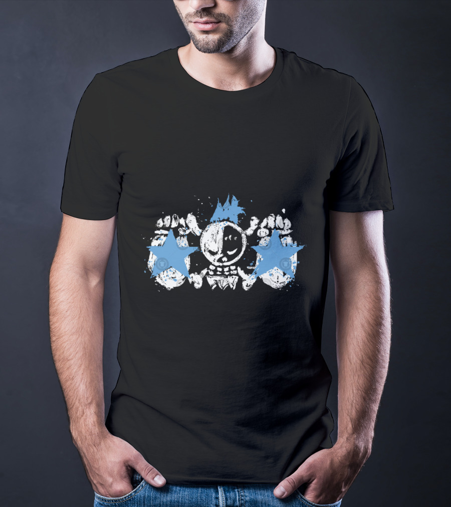 Franky Jolly Roger Skull With Blue Stars And Crown T-Shirt