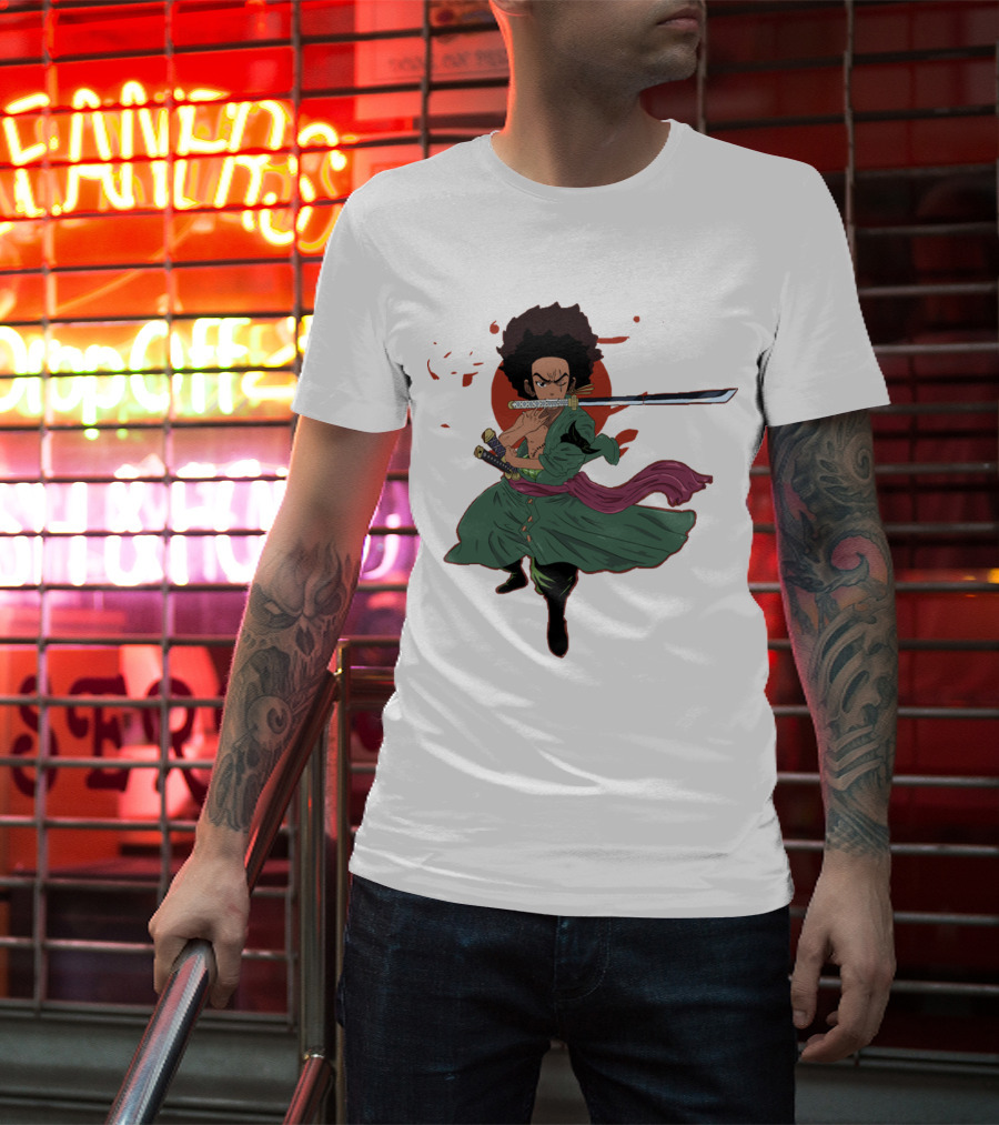 Huey Freeman X Roronoa Zoro Samurai Sword Fighter T-Shirt