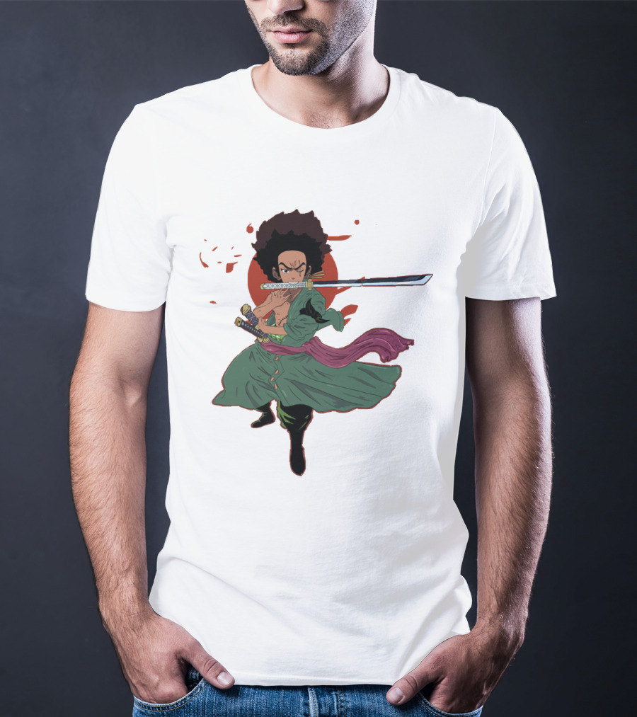 Huey Freeman X Roronoa Zoro Samurai Sword Fighter T-Shirt