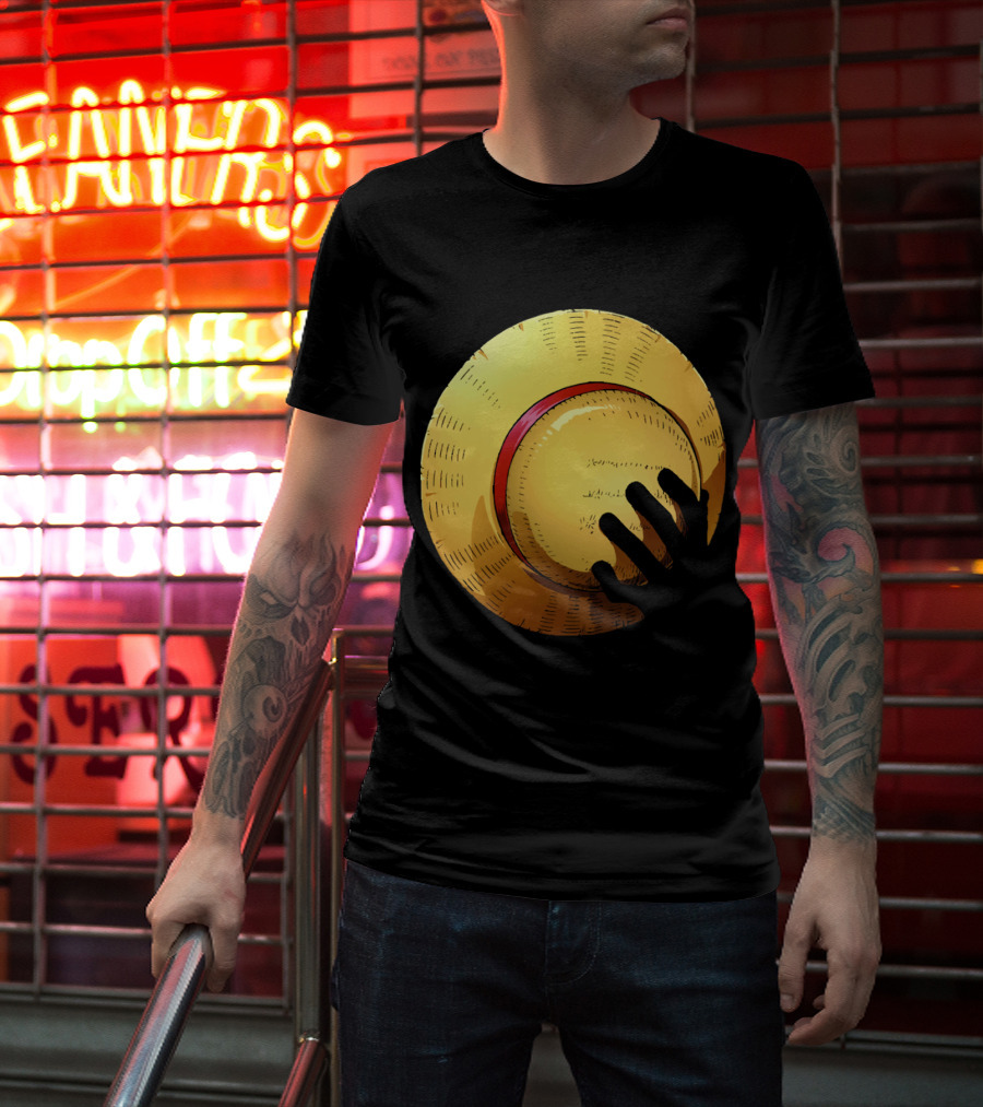 KEEP THE HAT Straw Hat Hand T-Shirt