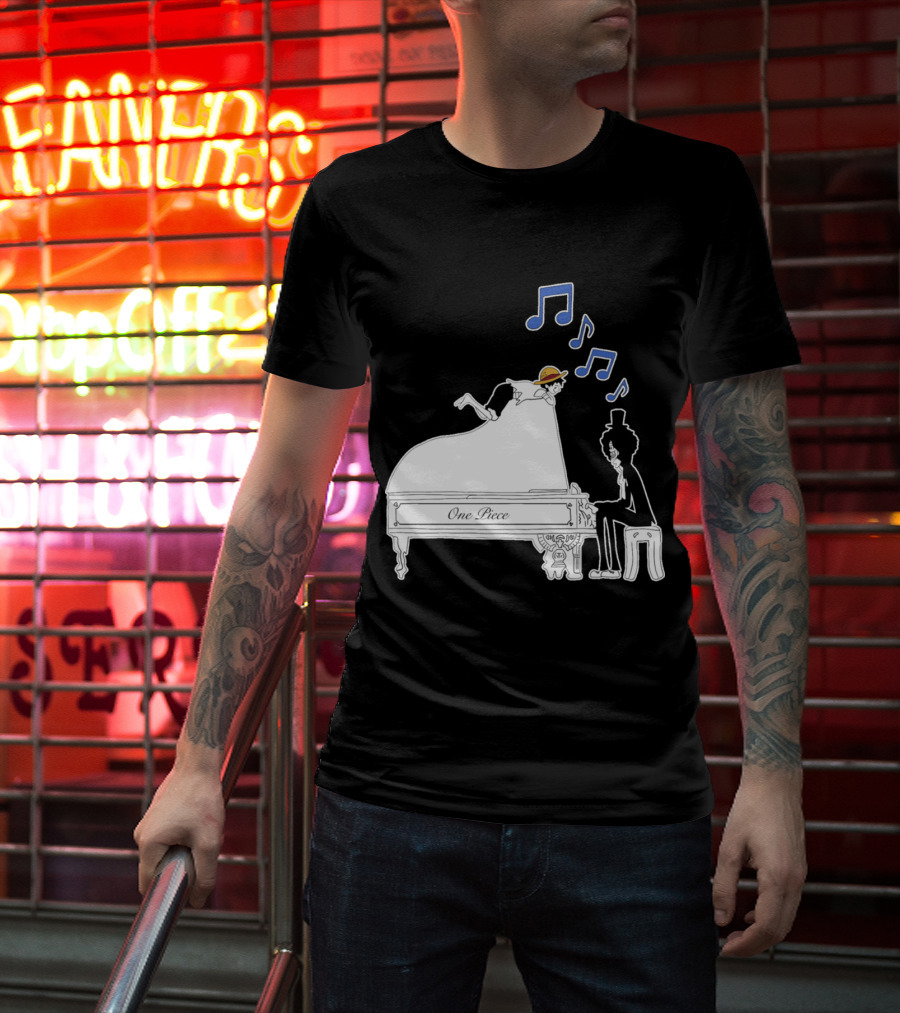 One Piece Luffy And Brook Piano Music Notes T-Shirt