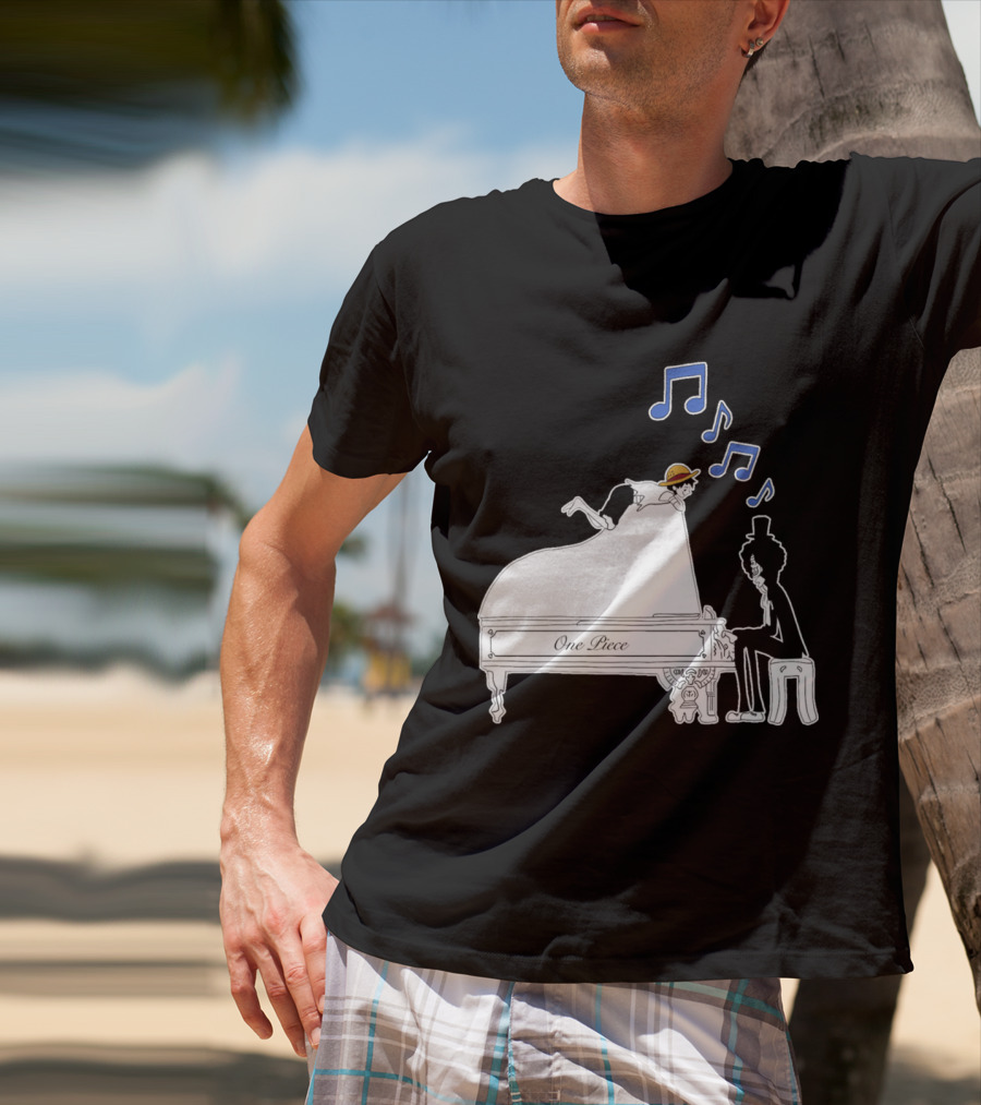 One Piece Luffy And Brook Piano Music Notes T-Shirt