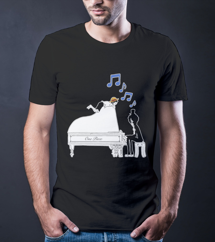 One Piece Luffy And Brook Piano Music Notes T-Shirt