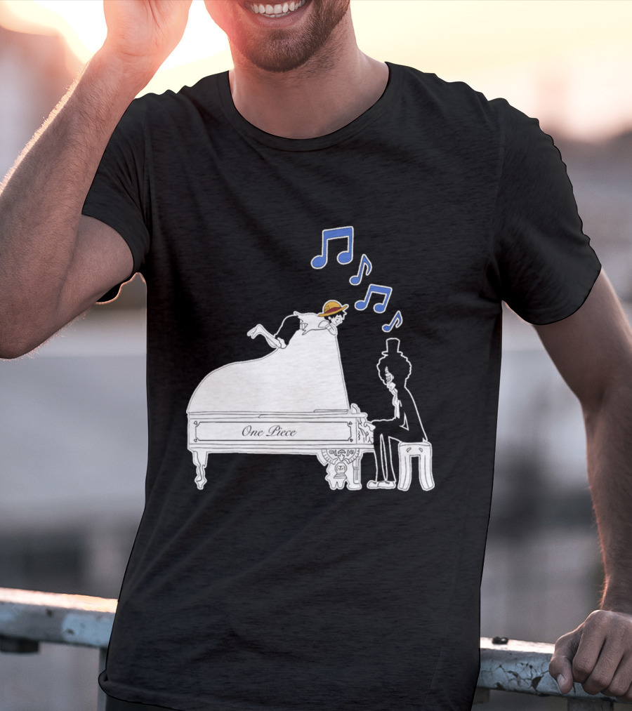 One Piece Luffy And Brook Piano Music Notes T-Shirt