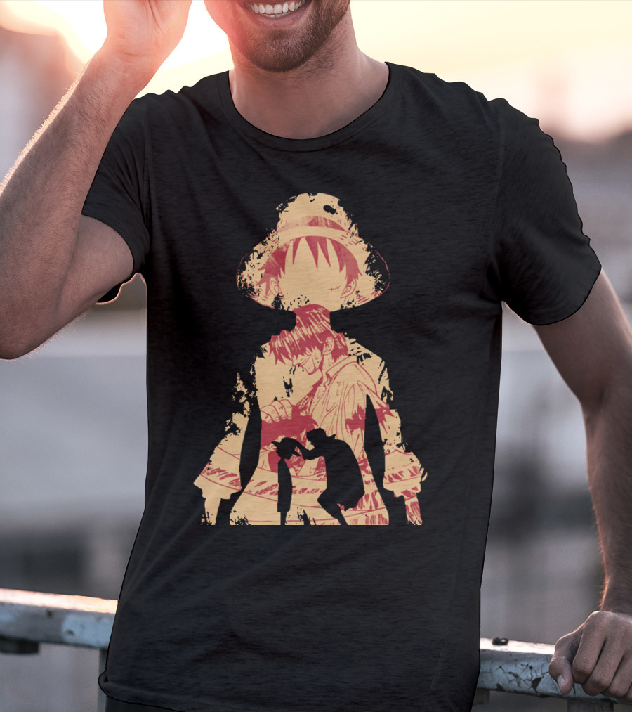 Luffy Shanks Silhouette Straw Hat Mentorship Scene T-Shirt