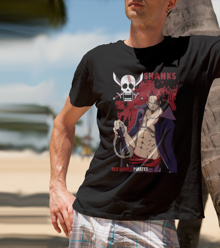 Red Haired Pirates Shanks Skull Symbol Manga T-Shirt