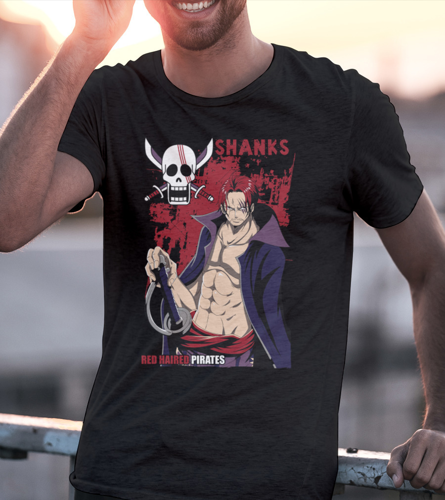 Red Haired Pirates Shanks Skull Symbol Manga T-Shirt