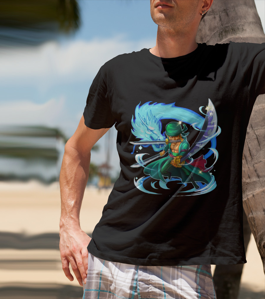 Roronoa Zoro Swordmaster With Blue Dragon Aura T-Shirt