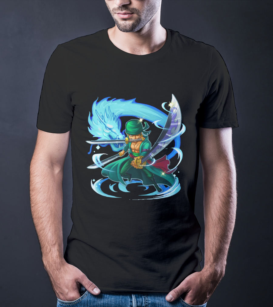 Roronoa Zoro Swordmaster With Blue Dragon Aura T-Shirt