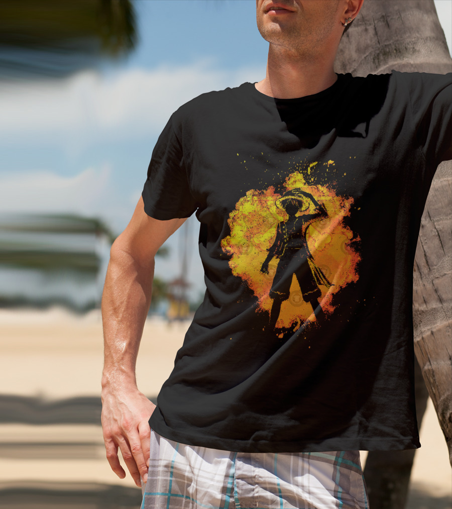 Soul Of The Pirate Luffy Fire Silhouette Anime T-Shirt