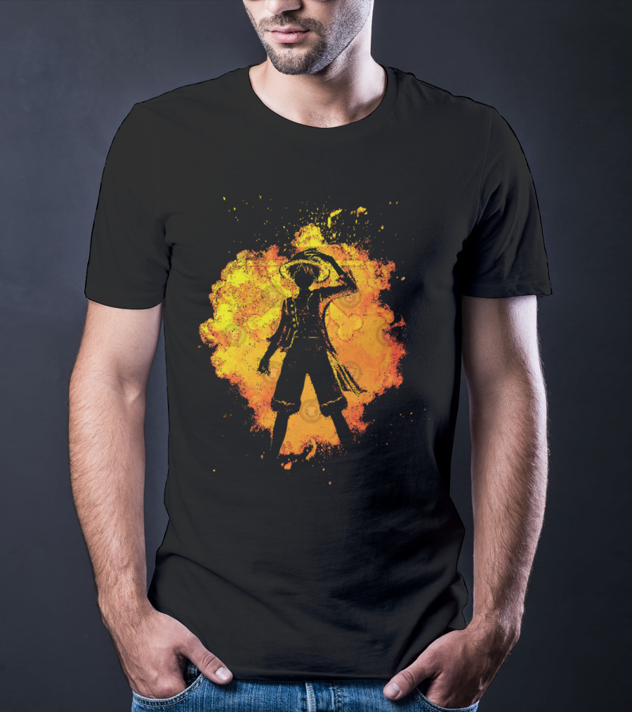 Soul Of The Pirate Luffy Fire Silhouette Anime T-Shirt