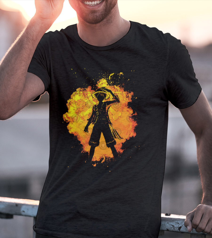 Soul Of The Pirate Luffy Fire Silhouette Anime T-Shirt