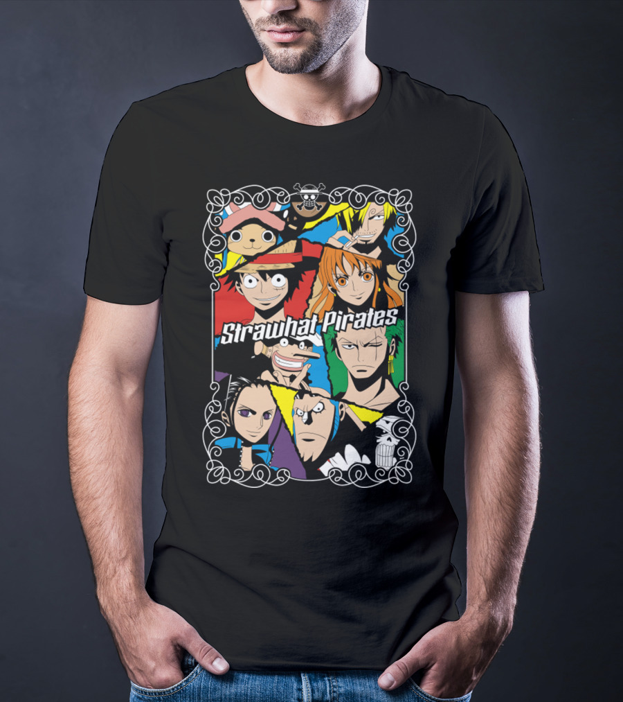 Strawhat Pirates Crew Vibrant Character Portraits T-Shirt