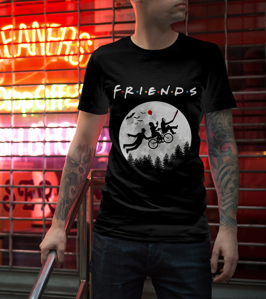 Friends Halloween Horror Movies Iconic Characters Full Moon Scene T-Shirt