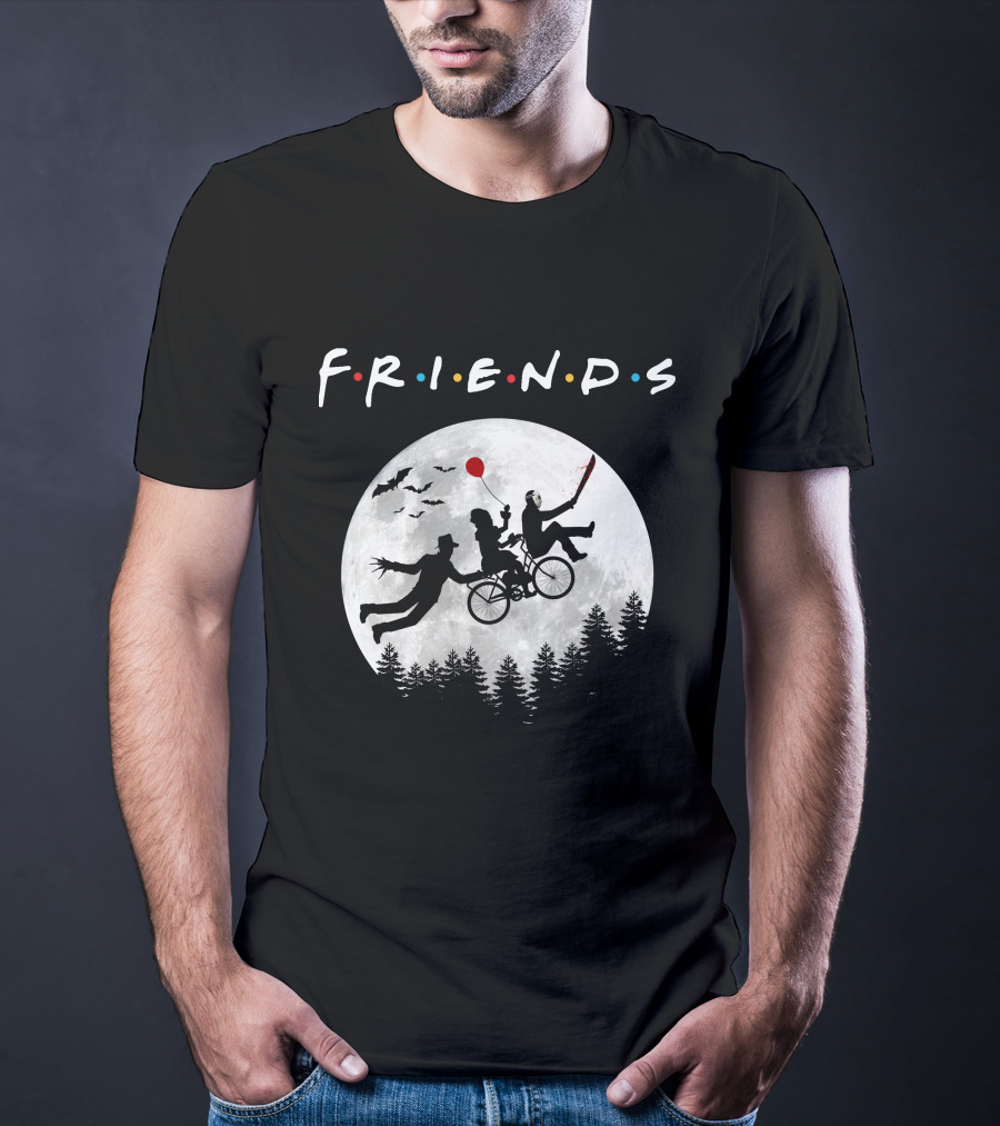 Friends Halloween Horror Movies Iconic Characters Full Moon Scene T-Shirt