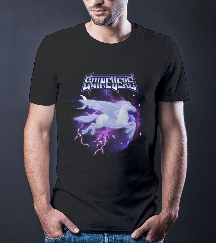 Guinevere Flying Pegasus With Lightning And Crescent Moon T-Shirt
