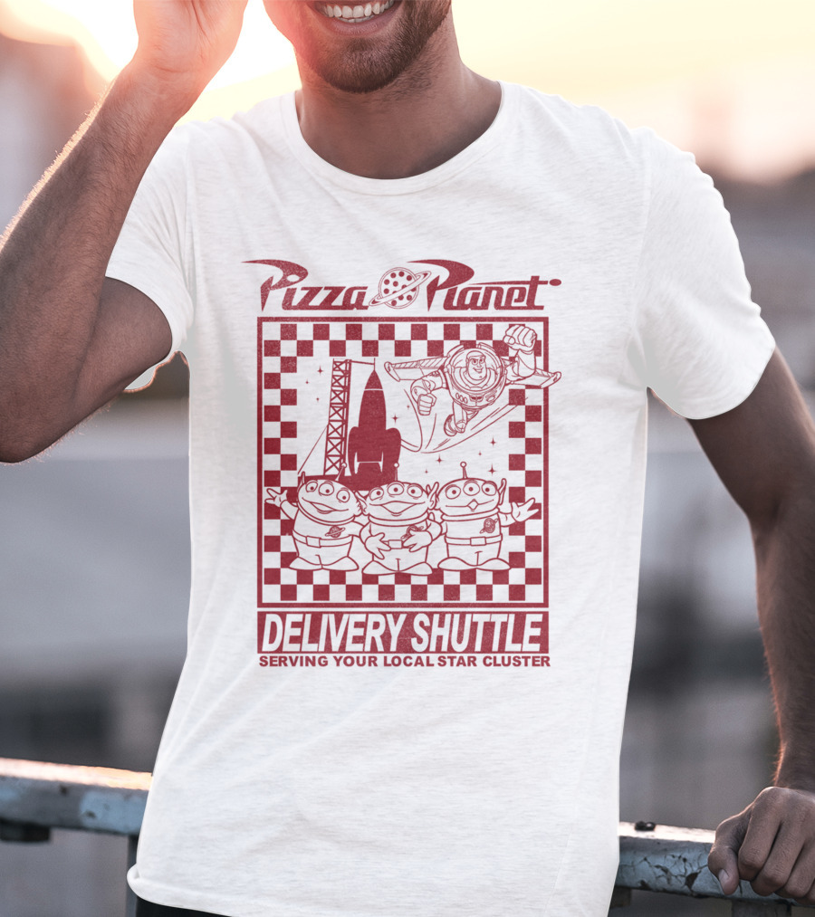 Pizza Planet Delivery Shuttle Serving Your Local Star Cluster T-Shirt