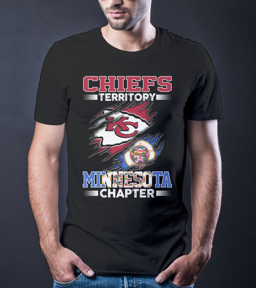 CHIEFS TERRITORY MINNESOTA CHAPTER KC Logo And Minnesota State Flag T-Shirt