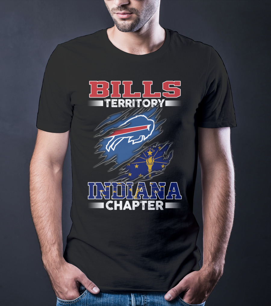 BILLS Territory Indiana Chapter Buffalo Logo With State Flag T-Shirt
