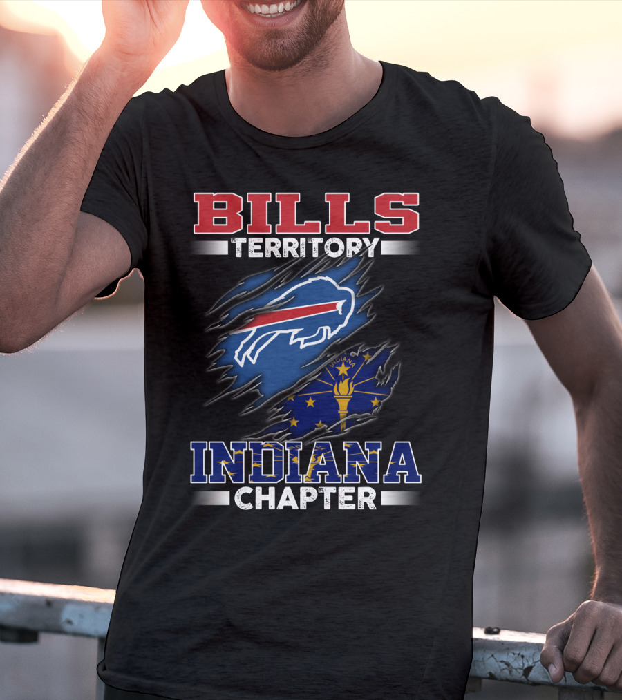 BILLS Territory Indiana Chapter Buffalo Logo With State Flag T-Shirt
