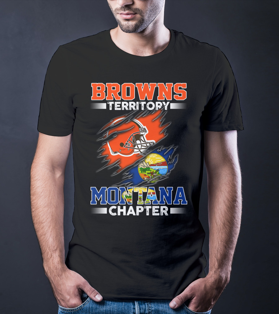 BROWNS Territory Montana Chapter Football Helmet And State Seal T-Shirt