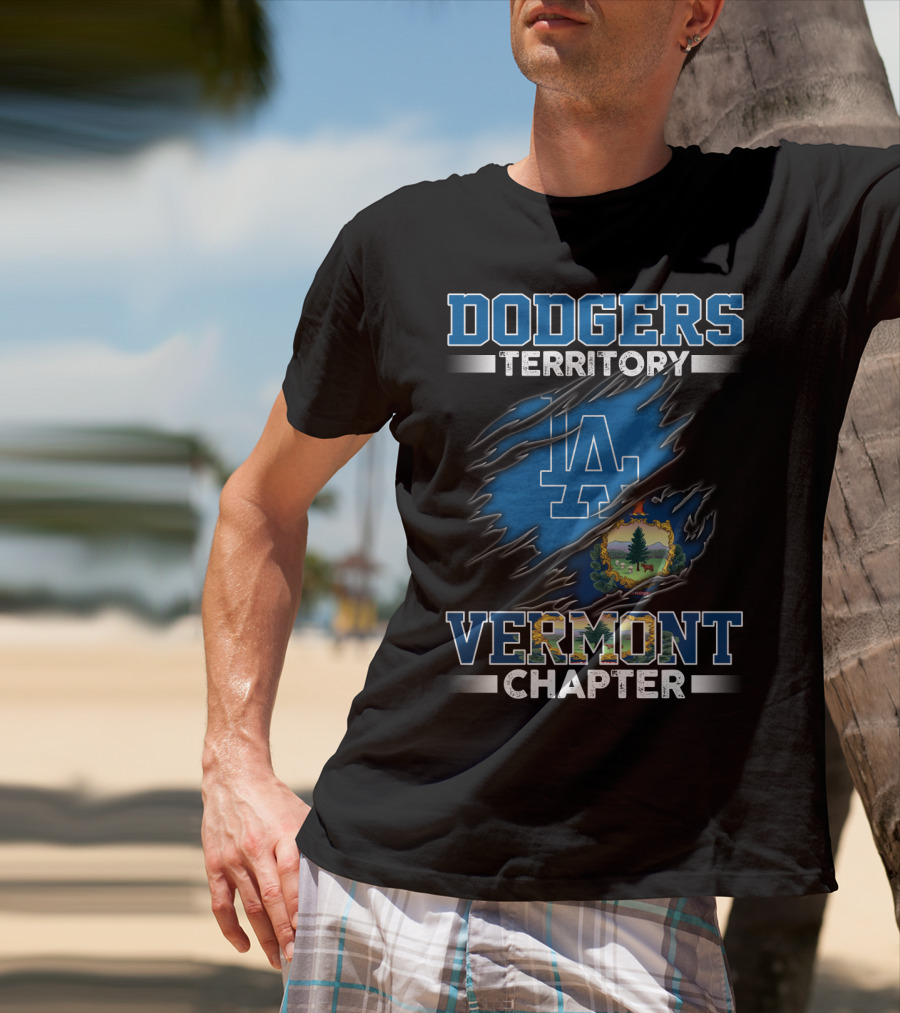 Dodgers Territory Vermont Chapter LA Logo Vermont Seal T-Shirt