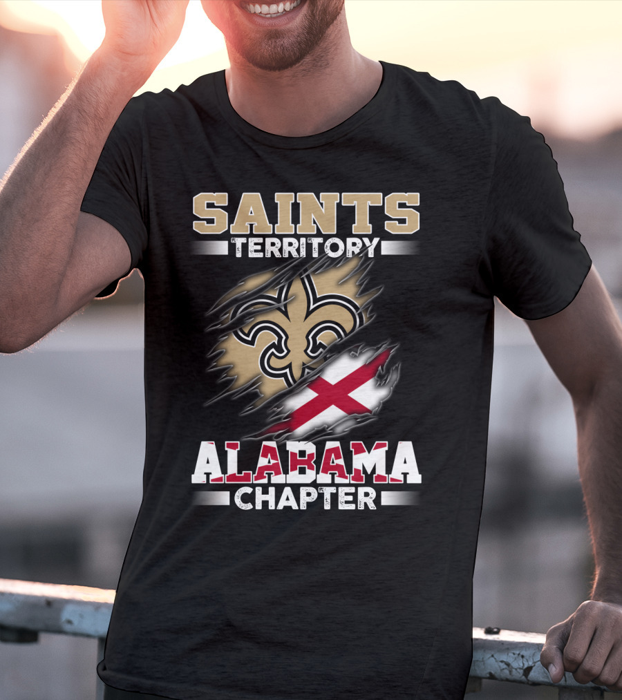 Saints Territory Alabama Chapter Fleur-De-Lis Cross Flag T-Shirt