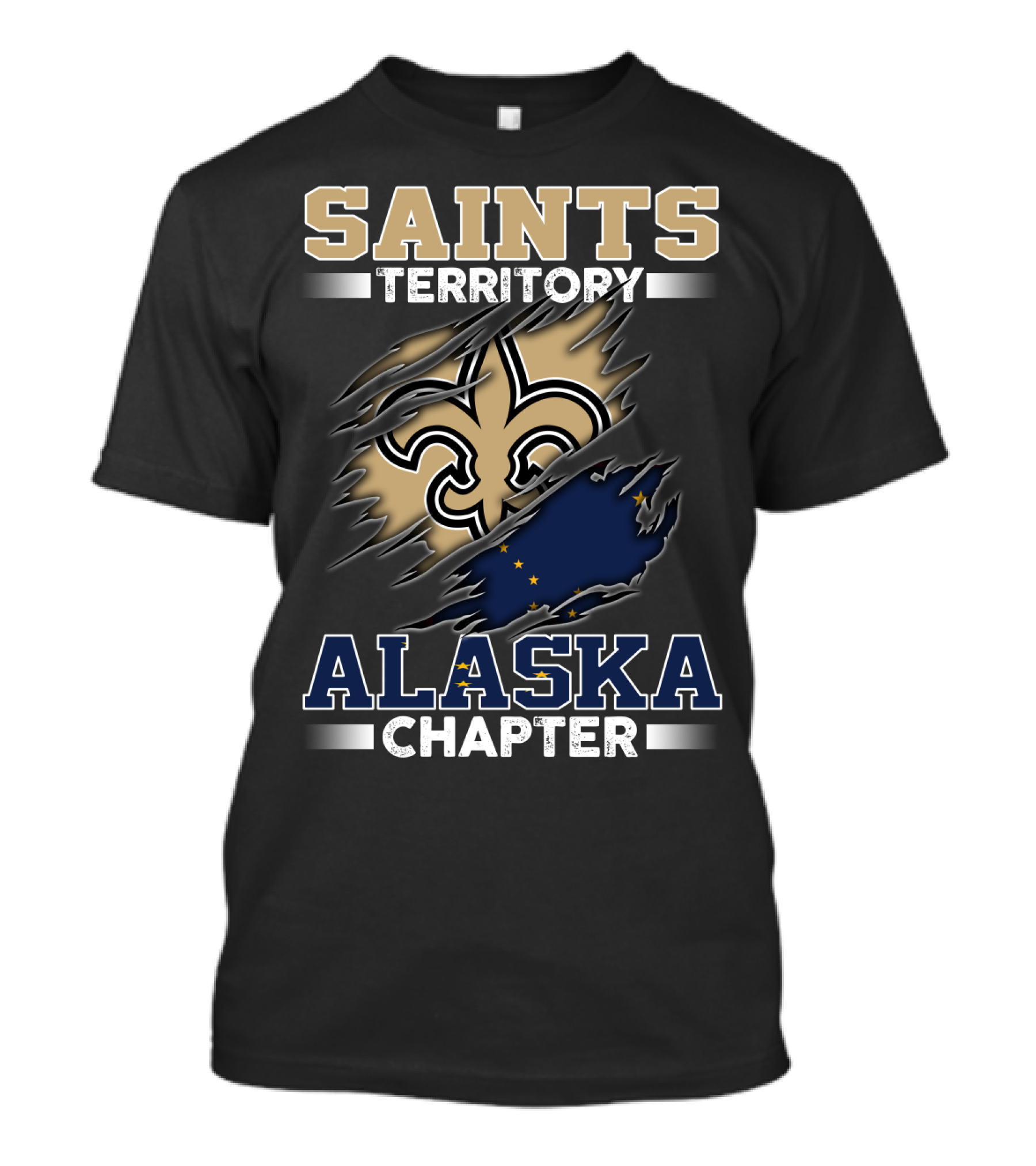 Saints Territory Alaska Chapter Fleur-De-Lis And Alaska Flag T-Shirt