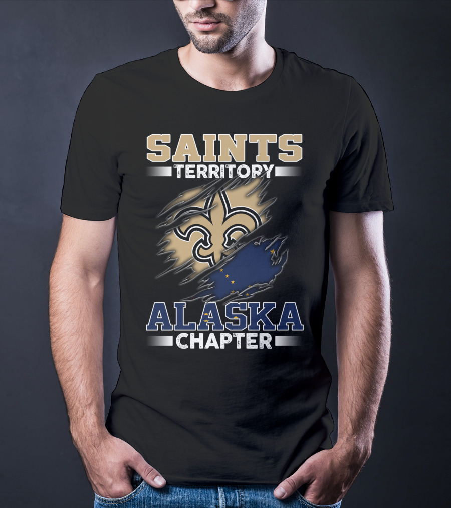 Saints Territory Alaska Chapter Fleur-De-Lis And Alaska Flag T-Shirt